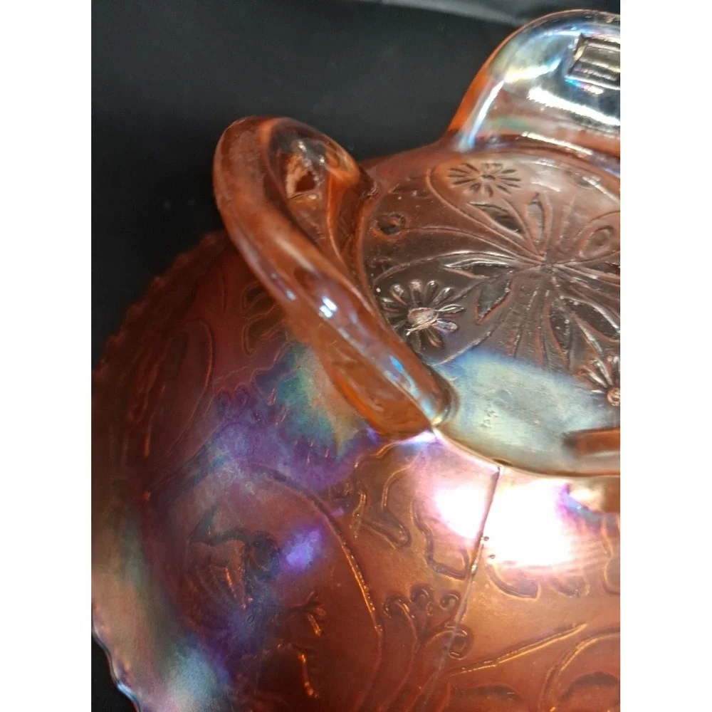 Carnival Glass Bowl  on‎ Pedestal with Dragon and Lotus pattern
